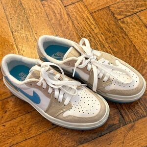Nike Tan and Light Blue Dunks